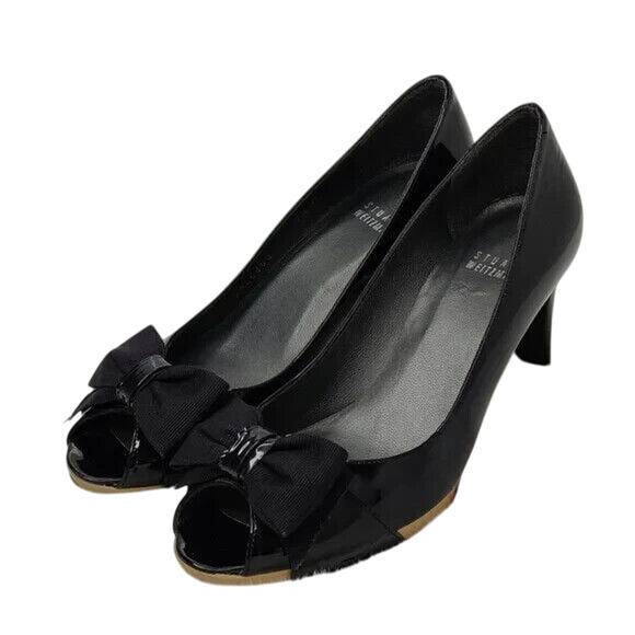 Black patent leather Stuart Weitzman Peep Toe Pumps sz 7.5 - Picture 3 of 7